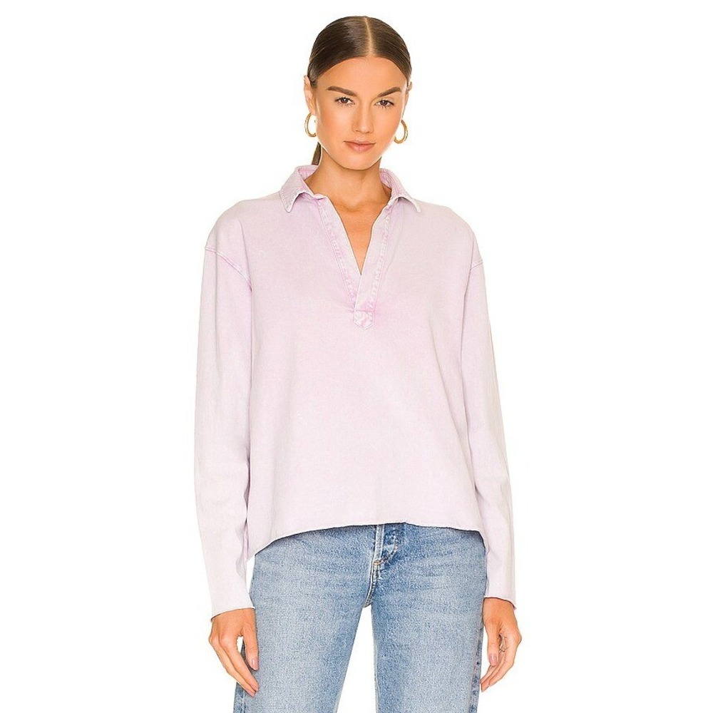 Frank & Eileen Lavender Stain Popover Henley Tee Lab Purple Cotton Polo Shirt XS